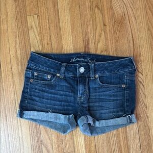 American Eagle Outfitters Blue Jean Shorts with Cuffed Hem